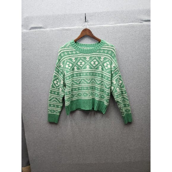 American Eagle Sweaters - American Eagle Fair Isle Green & White Sweater M